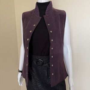 Women's Purple Sweater-Leather Vest Size M